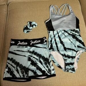 Justice Leotard/Short Set with Scrunchie